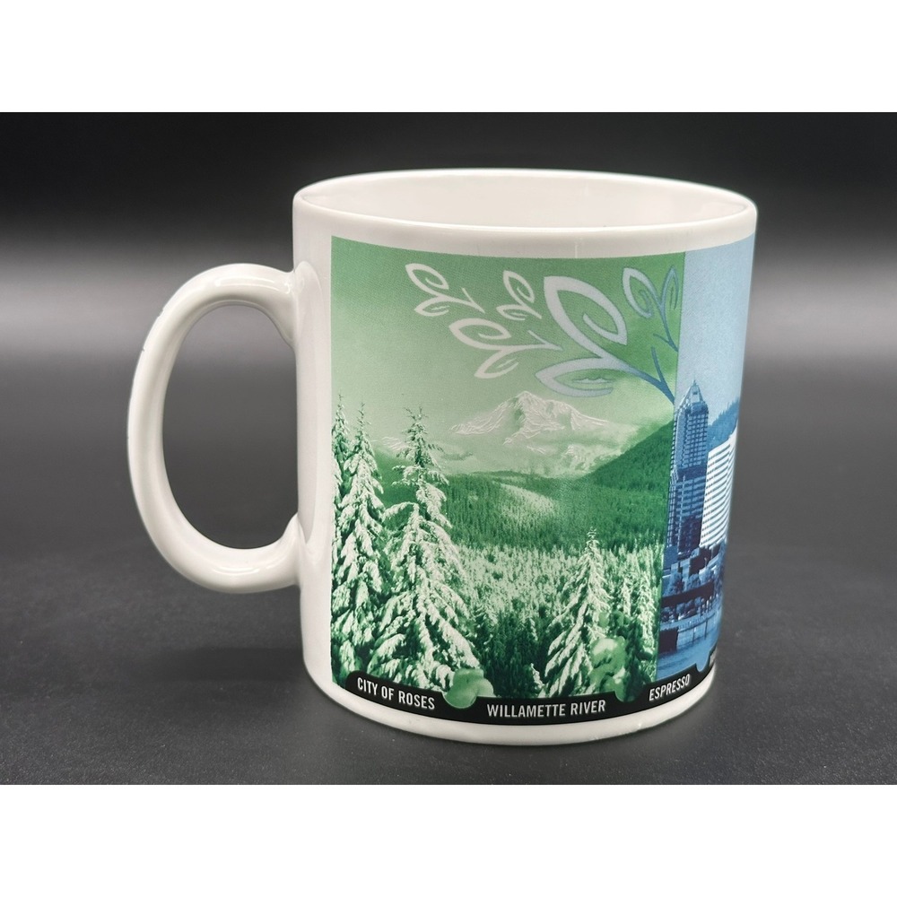 Vintage 1999 Starbucks Portland City Mug 16oz Skyline Mount Hood Collector Cup - Picture 6 of 9